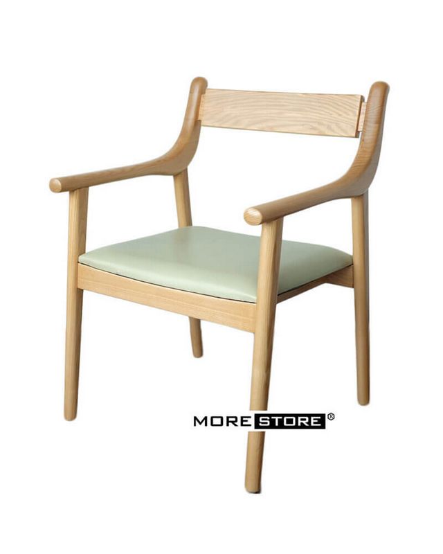 Sản phẩm ghế gỗ decor bọc đệm da cao cấp với thiết kế đơn giản, tiện nghi được bán tại siêu thị nội thất Morestore