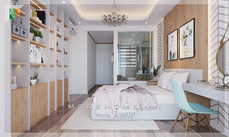 Nhà vệ sinh phòng ngủ được làm bằng kính rất sang trọng, biến căn phòng ngủ trở nên cao cấp hơn và hiện đại hơn.