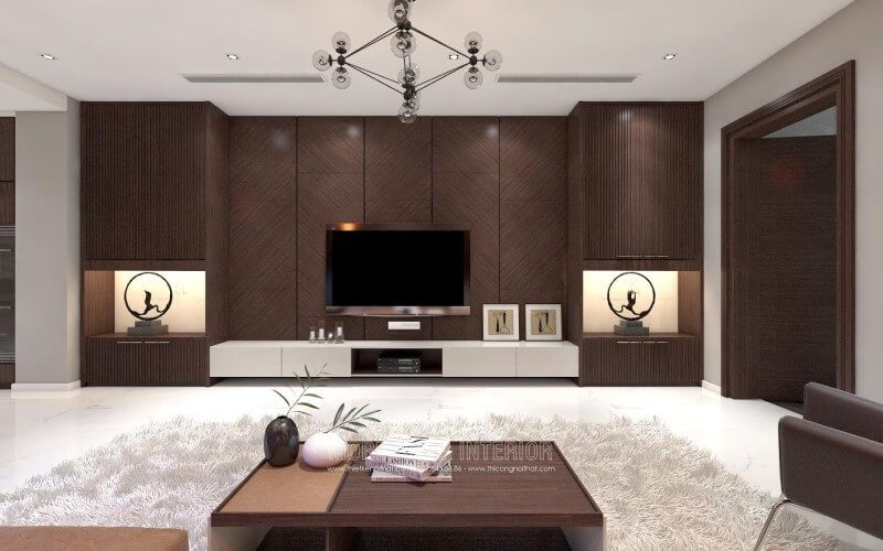 Bàn trà hiện đại với kiểu dáng hình chữ nhật truyền thống nhưng phối màu lạ mắt mạng lại hơi thở mới cho phòng khách